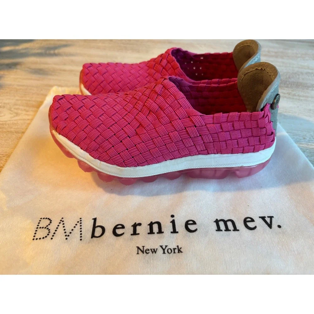 NEW Bernie Mev Woven Gummie Gem Kids Size 29 US 12 Pink Elastic Slip On shoes